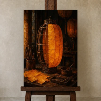 Premium Wall Art Dikey Html Edition – NM3-ORG-AL-V-003 displayed on a studio easel