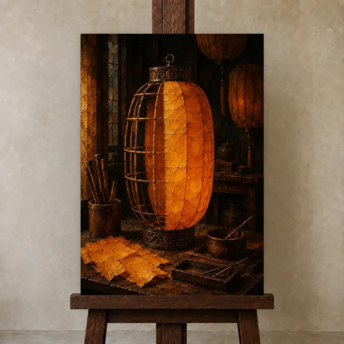 Premium Wall Art Dikey Html Edition – NM3-ORG-AL-V-003 displayed on a studio easel