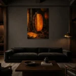 Premium Wall Art Dikey Html Edition – NM3-ORG-AL-V-003 shown in a warm modern interior