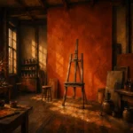 Burnt Procession Empty Easel Orange Home Office Wall Art