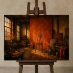 Premium Wall Art Yatay Html Edition – NM3-ORG-BO-H-001 displayed on a studio easel