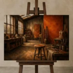 Premium Wall Art Yatay Html Edition – NM3-ORG-BO-H-002 displayed on a studio easel