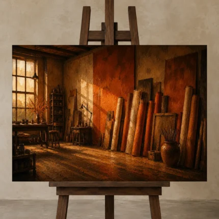 Premium Wall Art Yatay Html Edition – NM3-ORG-BO-H-003 displayed on a studio easel
