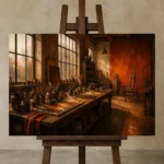 Premium Wall Art Yatay Html Edition – NM3-ORG-BO-H-004 displayed on a studio easel