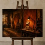 Premium Wall Art Yatay Html Edition – NM3-ORG-BO-H-005 displayed on a studio easel