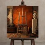 Premium Wall Art Kare Html Edition – NM3-ORG-BO-S-001 displayed on a studio easel