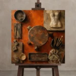 Premium Wall Art Kare Html Edition – NM3-ORG-BO-S-002 displayed on a studio easel