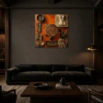 Premium Wall Art Kare Html Edition – NM3-ORG-BO-S-002 shown in a warm modern interior