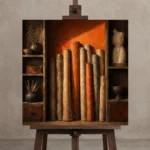 Premium Wall Art Kare Html Edition – NM3-ORG-BO-S-003 displayed on a studio easel