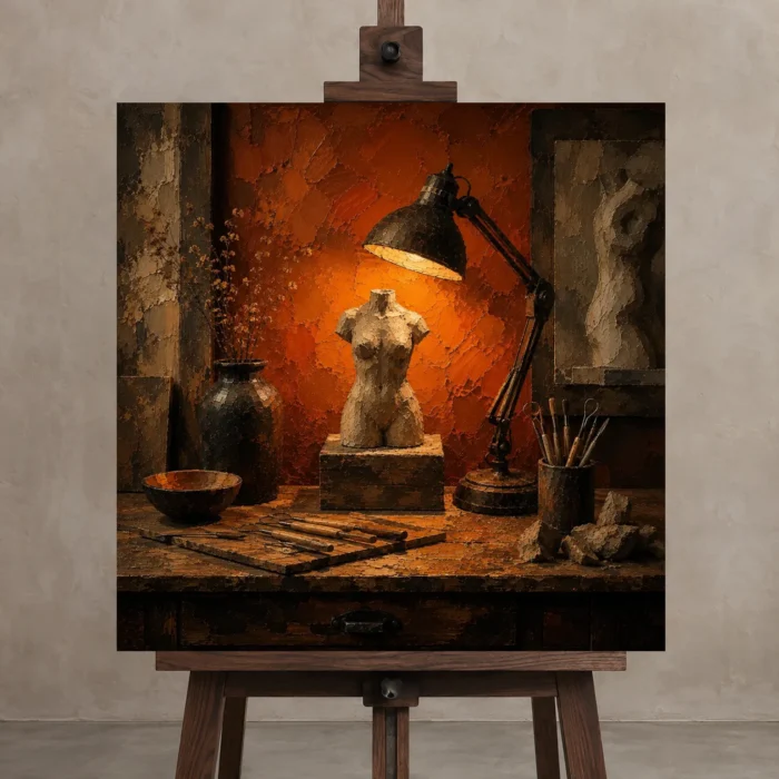 Premium Wall Art Kare Html Edition – NM3-ORG-BO-S-005 displayed on a studio easel