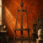 Burnt Sentinel Empty Easel Orange Home Office Wall Art