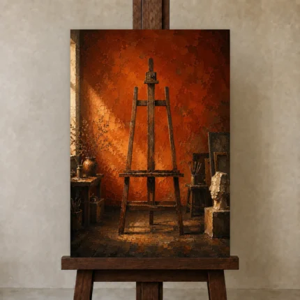 Premium Wall Art Dikey Html Edition – NM3-ORG-BO-V-001 displayed on a studio easel