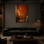 Premium Wall Art Dikey Html Edition – NM3-ORG-BO-V-001 shown in a warm modern interior