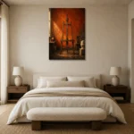 Premium Wall Art Dikey Html Edition – NM3-ORG-BO-V-001 showcased in an elegant minimalist interior