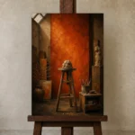 Premium Wall Art Dikey Html Edition – NM3-ORG-BO-V-002 displayed on a studio easel