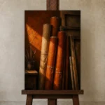 Premium Wall Art Dikey Html Edition – NM3-ORG-BO-V-003 displayed on a studio easel