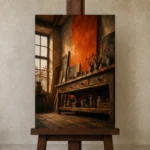 Premium Wall Art Dikey Html Edition – NM3-ORG-BO-V-004 displayed on a studio easel