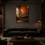 Premium Wall Art Dikey Html Edition – NM3-ORG-BO-V-004 shown in a warm modern interior
