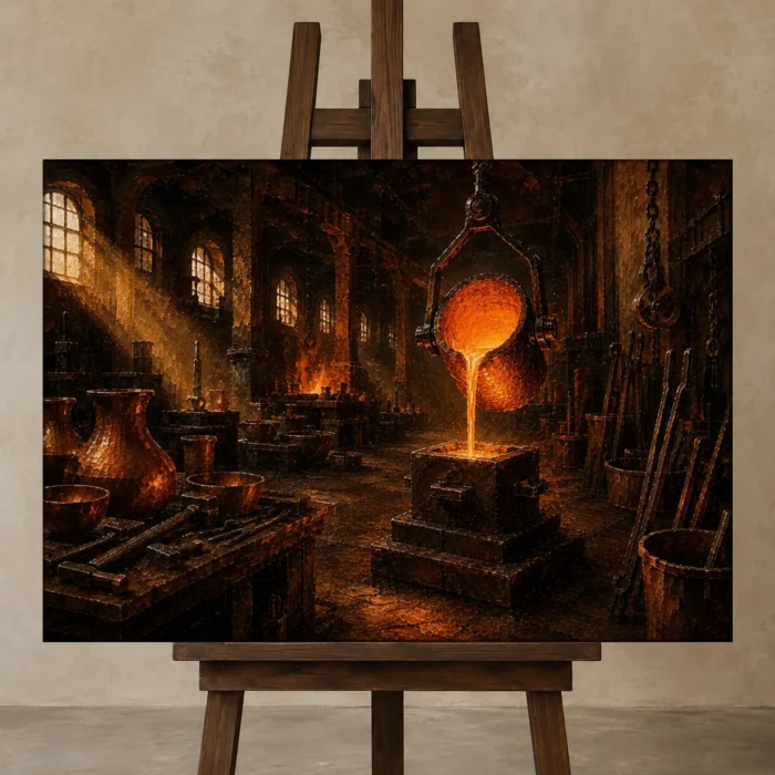 Premium Wall Art Yatay Html Edition – NM3-ORG-CF-H-001 displayed on a studio easel