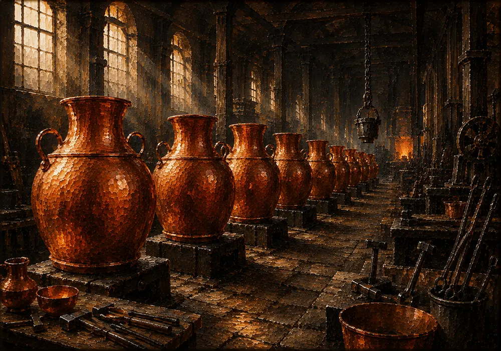 Copper Salon Row Of Hammered Copper Vessels Orange Living Room Wall Art