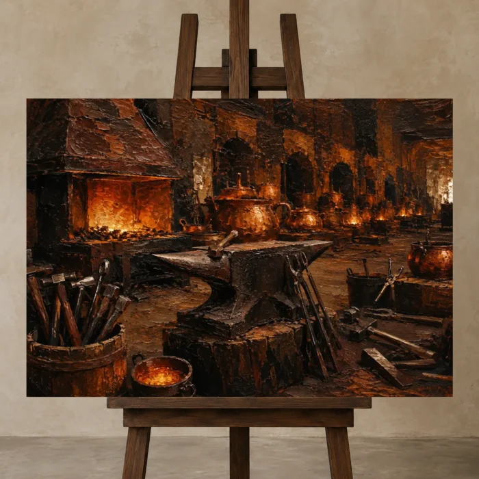 Premium Wall Art Yatay Html Edition – NM3-ORG-CF-H-003 displayed on a studio easel