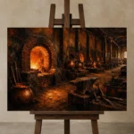 Premium Wall Art Yatay Html Edition – NM3-ORG-CF-H-004 displayed on a studio easel