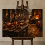 Premium Wall Art Yatay Html Edition – NM3-ORG-CF-H-005 displayed on a studio easel
