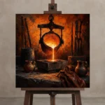 Premium Wall Art Kare Html Edition – NM3-ORG-CF-S-001 displayed on a studio easel
