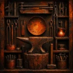 Copper Ritual Anvil Orange Study Wall Art