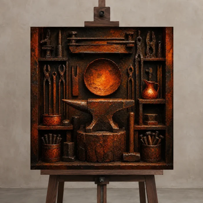 Premium Wall Art Kare Html Edition – NM3-ORG-CF-S-003 displayed on a studio easel