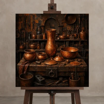 Premium Wall Art Kare Html Edition – NM3-ORG-CF-S-005 displayed on a studio easel