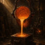 Copper Sentinel Glowing Crucible Orange Home Office Wall Art