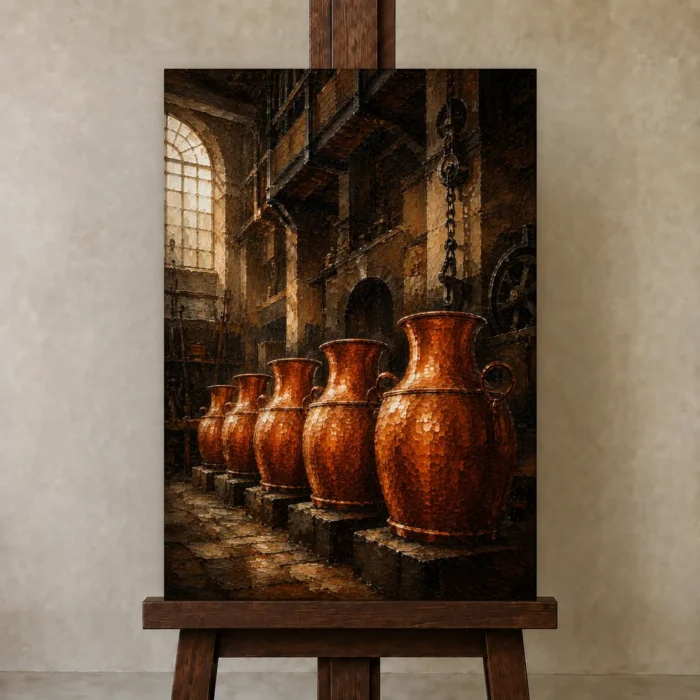 Premium Wall Art Dikey Html Edition – NM3-ORG-CF-V-002 displayed on a studio easel