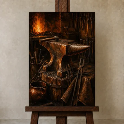 Premium Wall Art Dikey Html Edition – NM3-ORG-CF-V-003 displayed on a studio easel