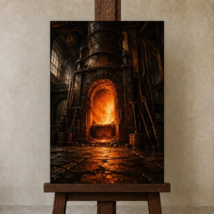 Premium Wall Art Dikey Html Edition – NM3-ORG-CF-V-004 displayed on a studio easel