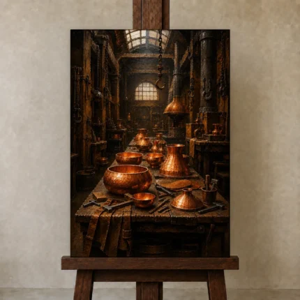 Premium Wall Art Dikey Html Edition – NM3-ORG-CF-V-005 displayed on a studio easel