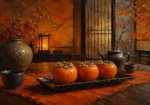 Persimmon Procession Three Persimmons Orange Kitchen Wall Art