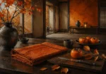 Persimmon Passage Folded Textile Orange Dining Room Wall Art