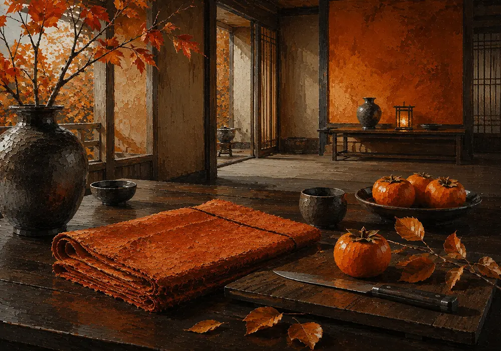 Persimmon Passage Folded Textile Orange Dining Room Wall Art