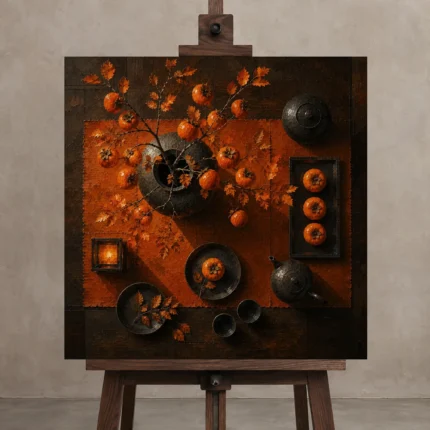 Premium Wall Art Kare Html Edition – NM3-ORG-PS-S-002 displayed on a studio easel