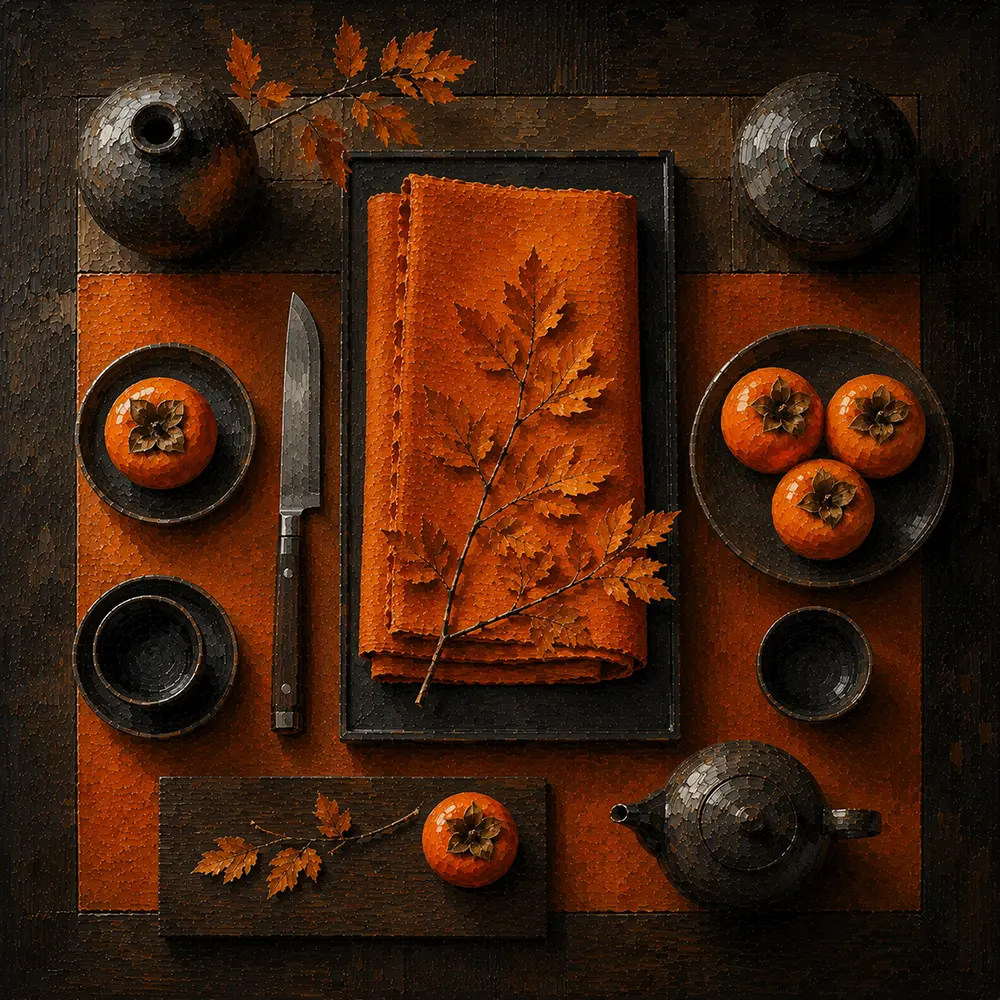 Persimmon Constellation Folded Textile Orange Dining Room Wall Art