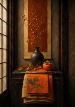 Persimmon Ascent Folded Textile Orange Dining Room Wall Art