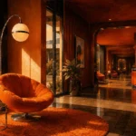 Motel Salon Orange Lounge Chair Orange Entryway Wall Art