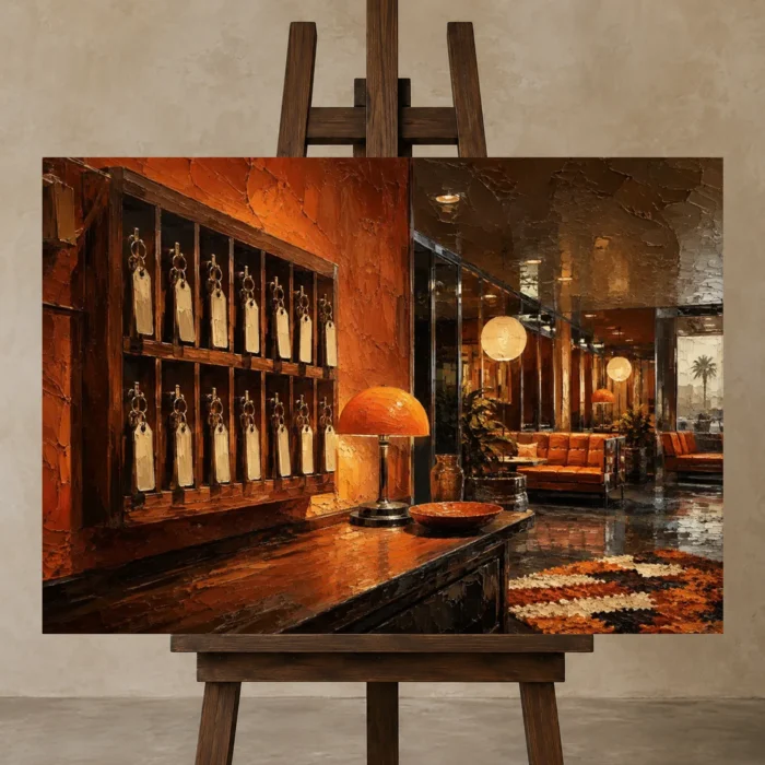 Premium Wall Art Yatay Html Edition – NM3-ORG-TM-H-004 displayed on a studio easel
