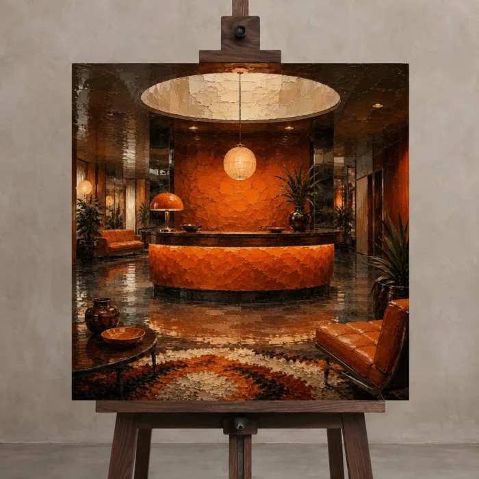 Premium Wall Art Kare Html Edition – NM3-ORG-TM-S-001 displayed on a studio easel