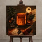Premium Wall Art Kare Html Edition – NM3-ORG-TM-S-002 displayed on a studio easel