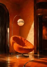 Motel Threshold Orange Lounge Chair Orange Entryway Wall Art