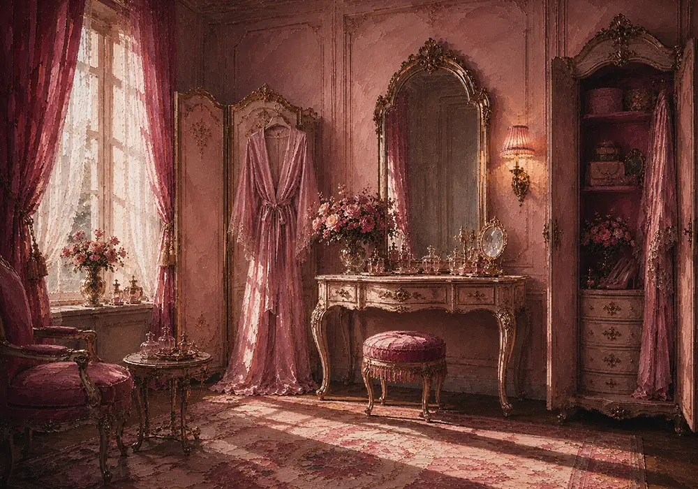 Blush Procession Tall Vanity Mirror Pink Bedroom Wall Art