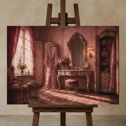 Premium Wall Art Yatay Html Edition – NM3-PNK-BD-H-001 displayed on a studio easel