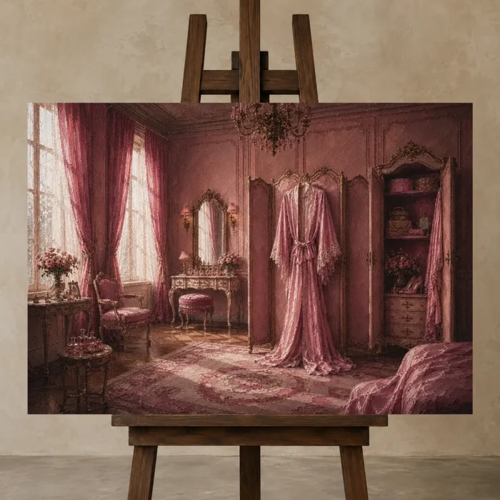 Premium Wall Art Yatay Html Edition – NM3-PNK-BD-H-002 displayed on a studio easel